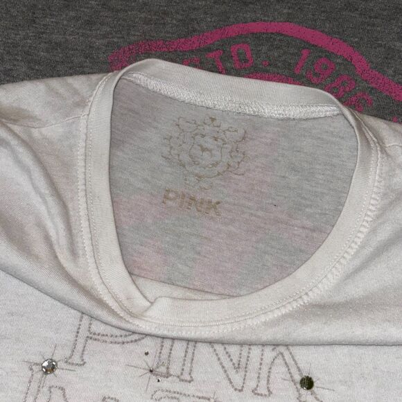 Vintage Y2K VS PINK Short Sleeve Tee PINK IN THE SKY WITH DIAMONDS Rhinestone LG - Picture 5 of 12